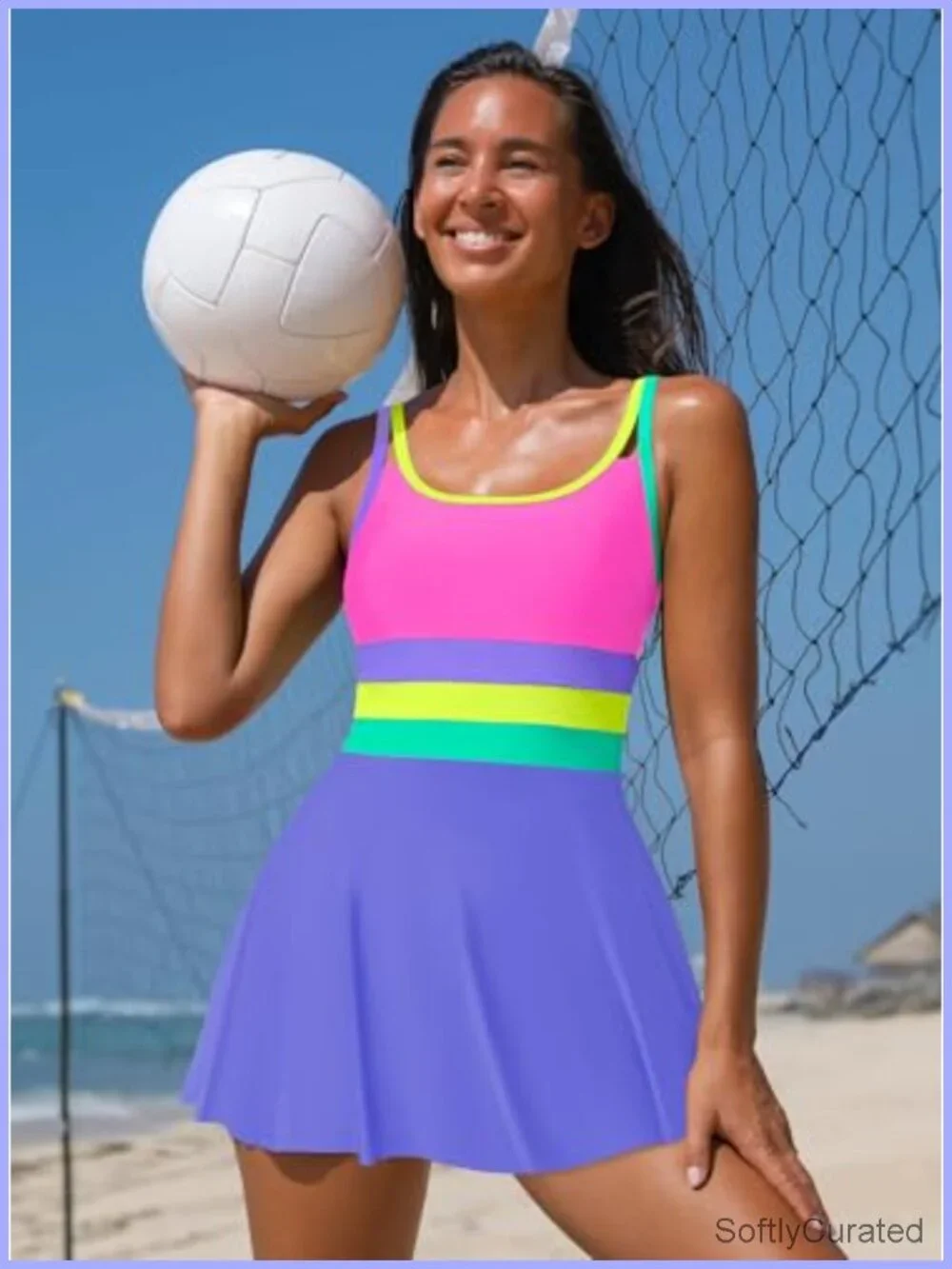 Tummy Control One Piece Swimsuit with Skirt Full Coverage Modest
